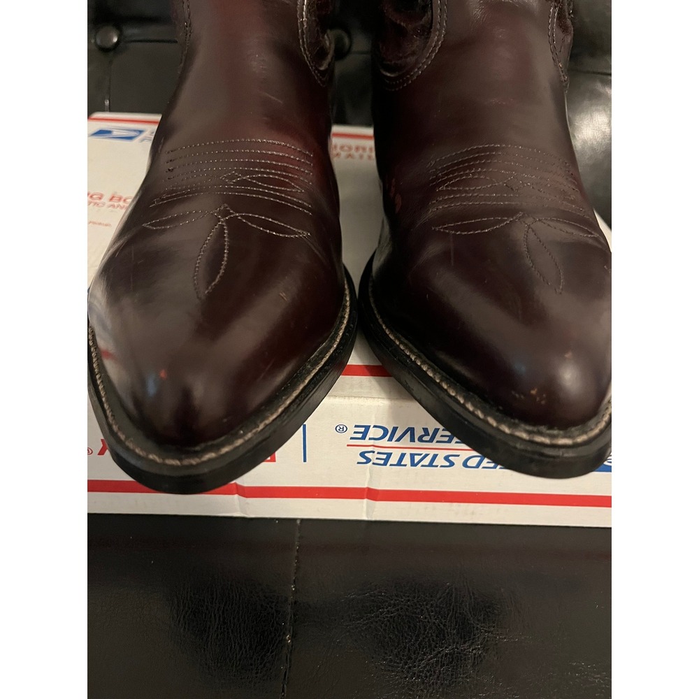 Vintage Iron Age Western Boots Burgundy Leather Steel Toe - Picture 3 of 8